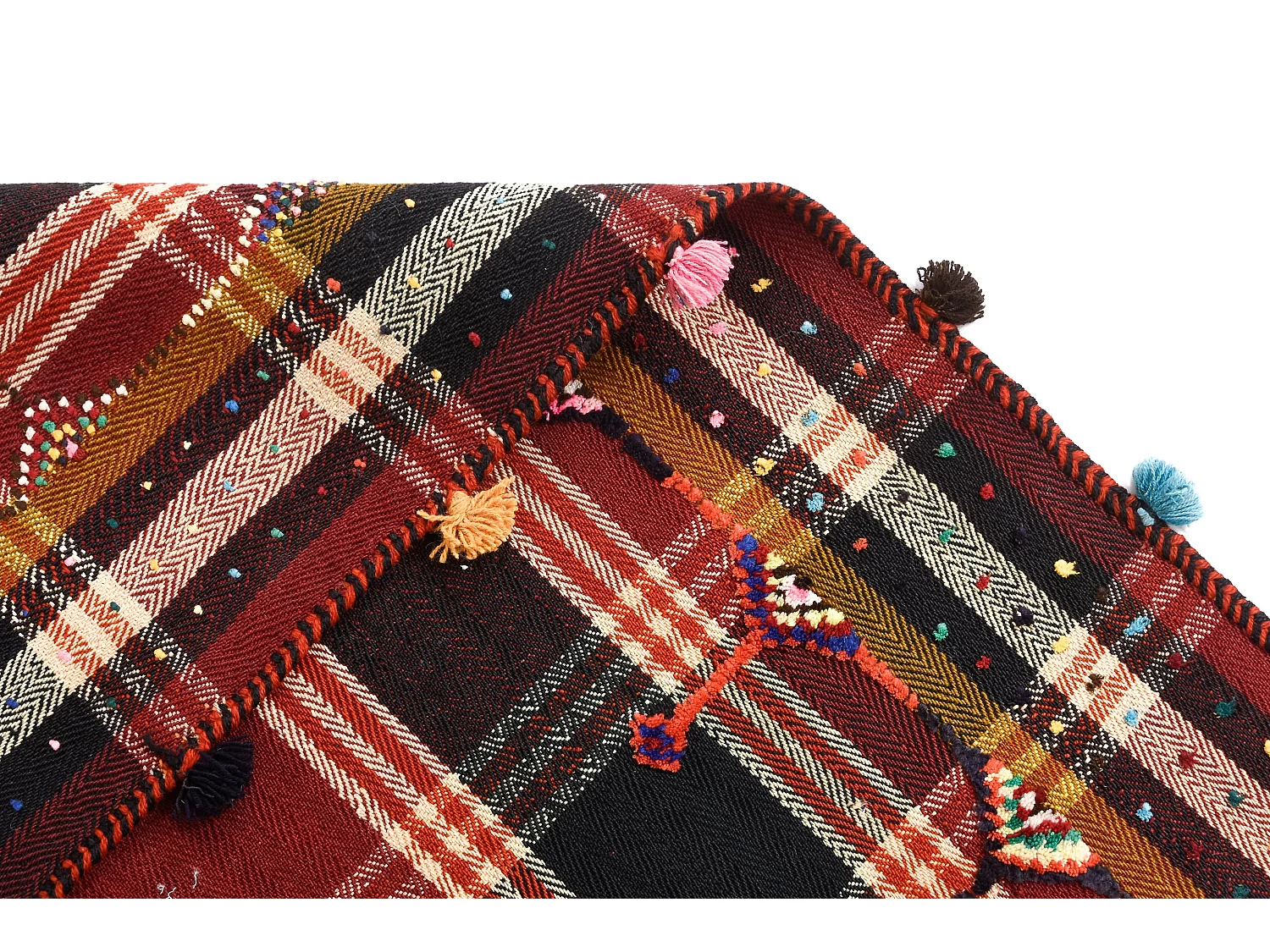 Tapis de laine 130x417 rouge Jajim