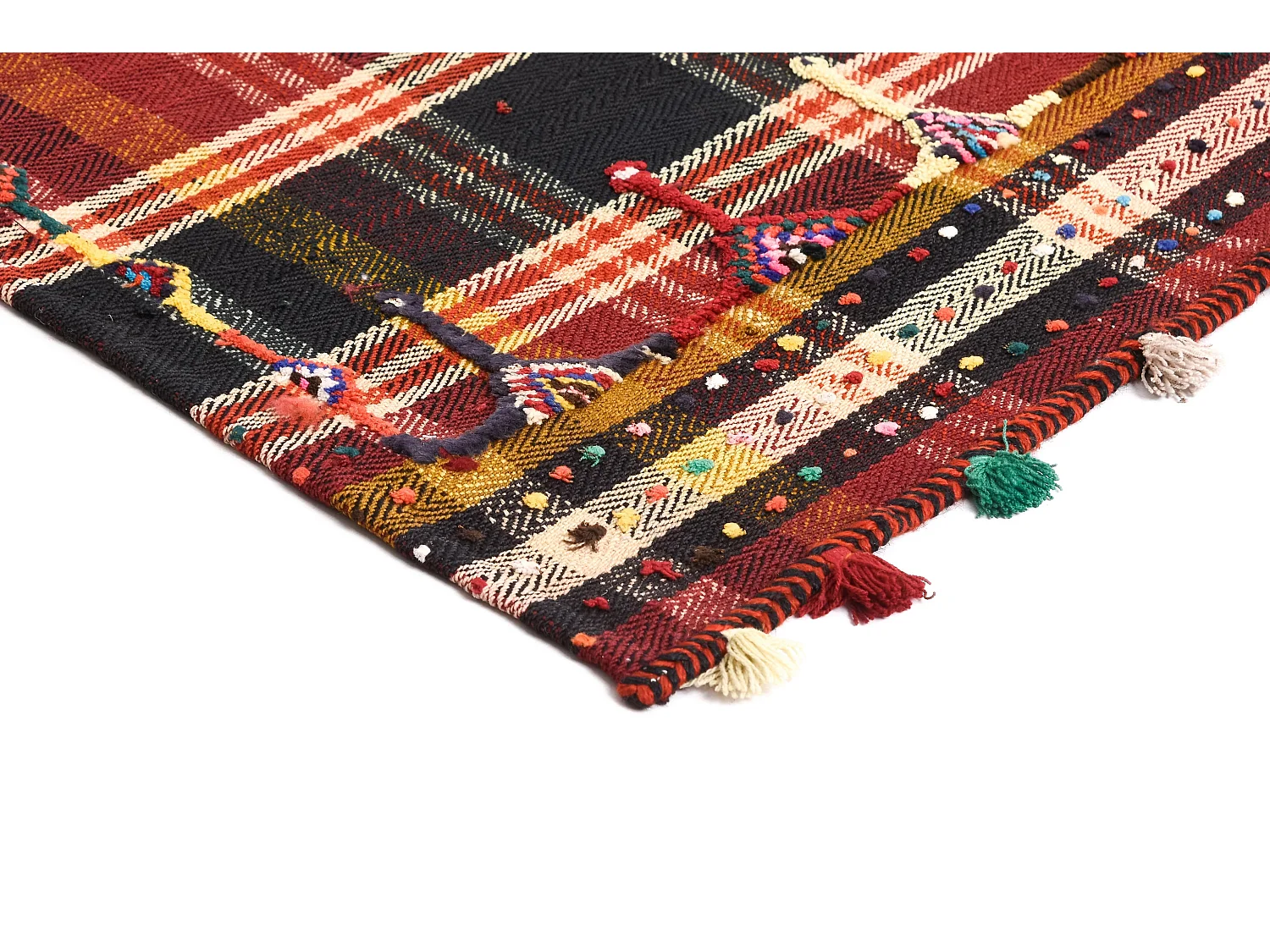 Tapis de laine 130x417 rouge Jajim