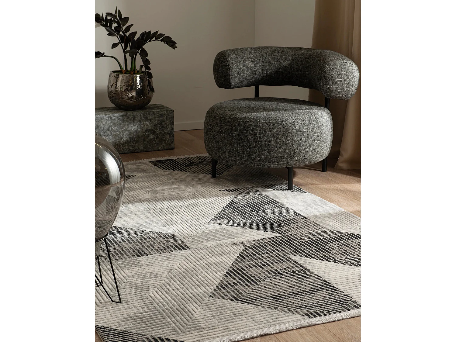 Teppich 240x305 Hellgrau Davos Grecian