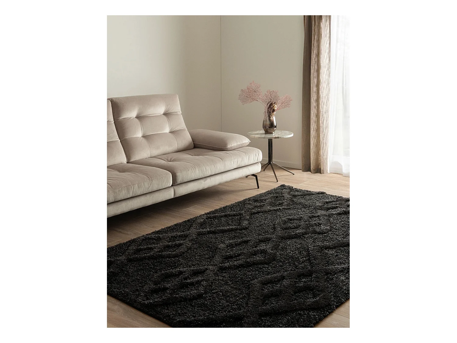 Tapis shaggy 160x245 noir Thun Tribus