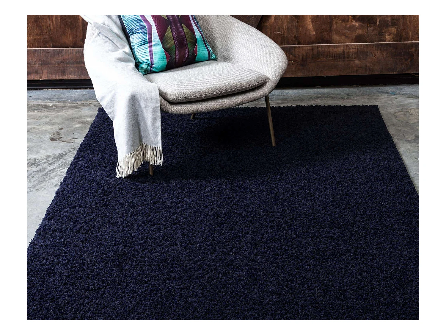 Tapis shaggy 240x240 nuit bleue Luzern