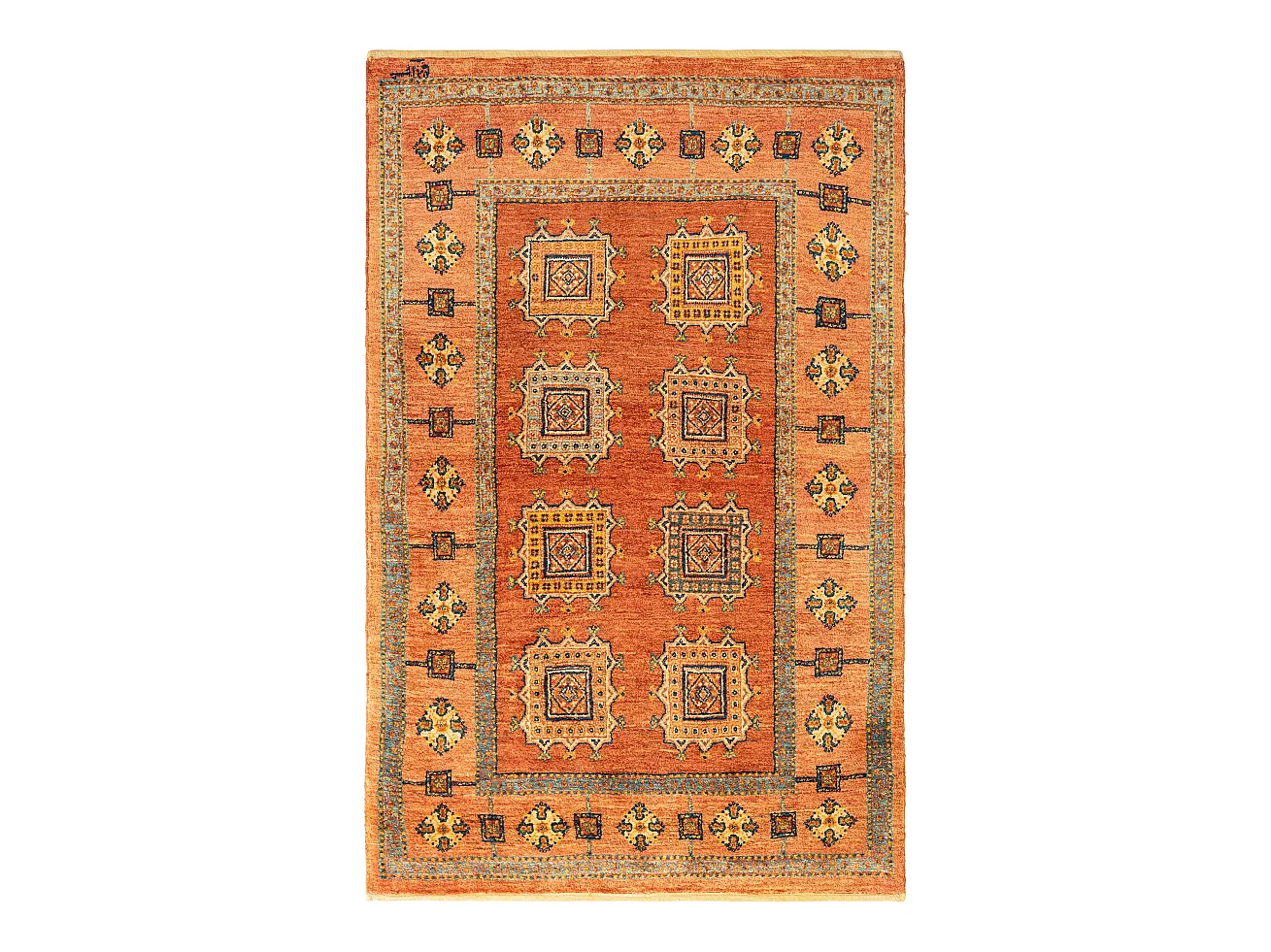 Tapis de laine 105x165 orange Kashkuli