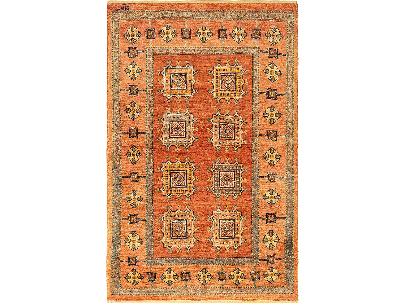 Tapis de laine 105x165 orange Kashkuli