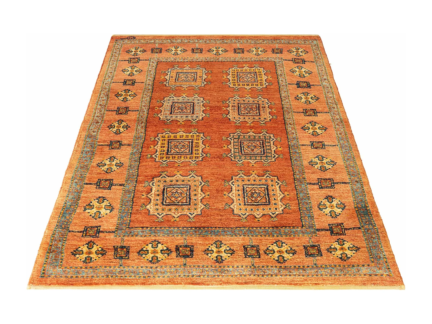 Tapis de laine 105x165 orange Kashkuli