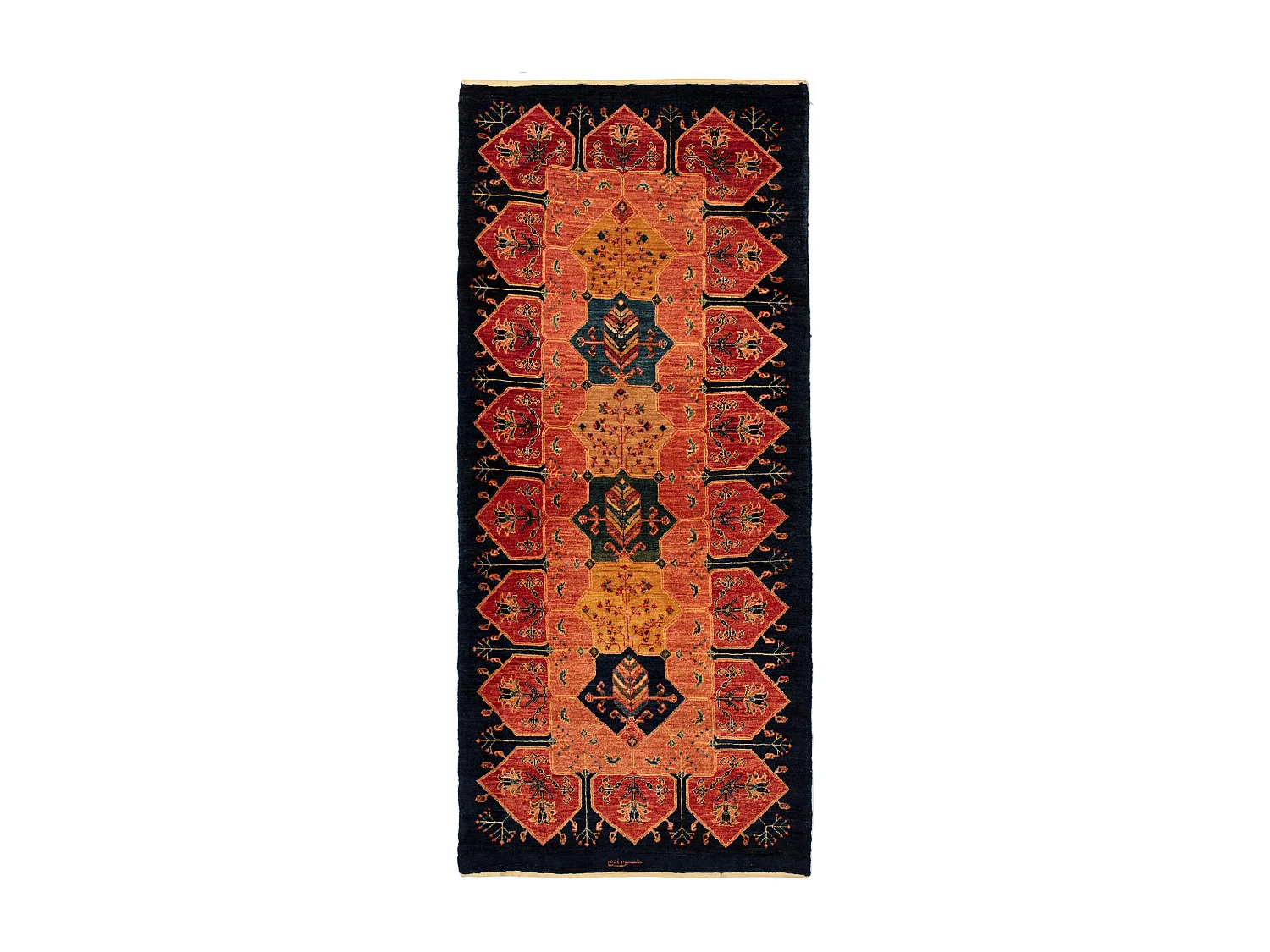 Tappeto per corridoio in lana 88x207 arancia Kashkuli