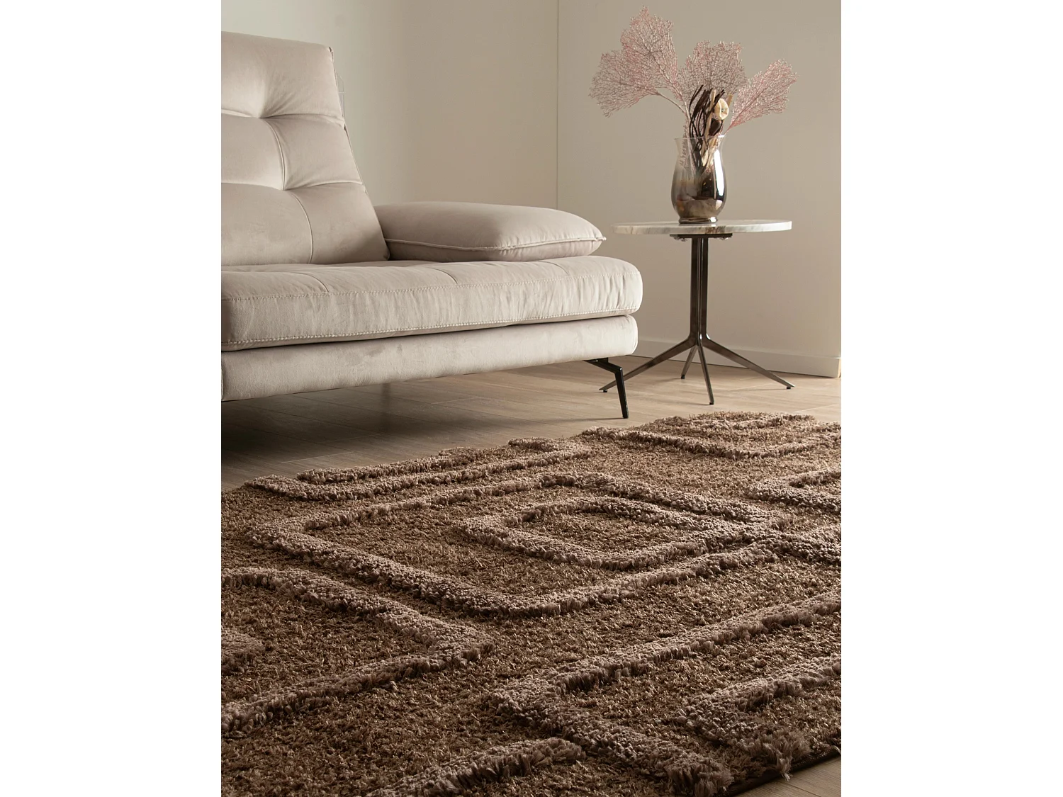 Tapis shaggy 160x245 marron foncé Thun Artem