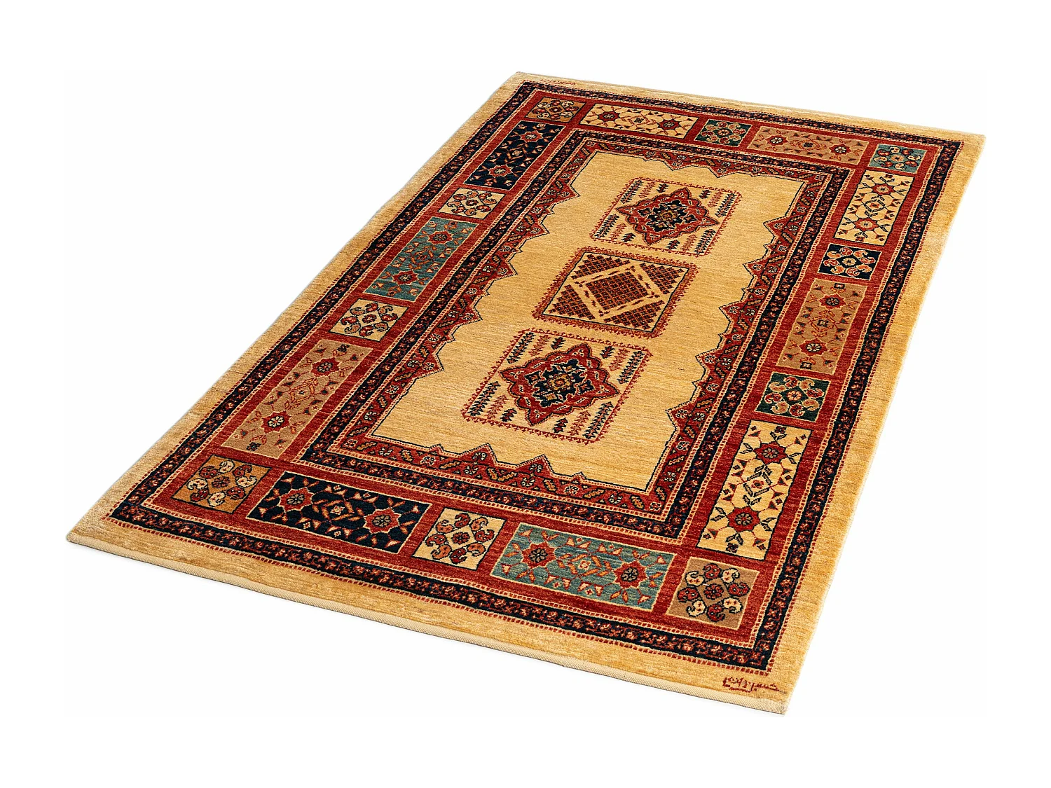 Tapis de laine 107x176 beige Kashkuli