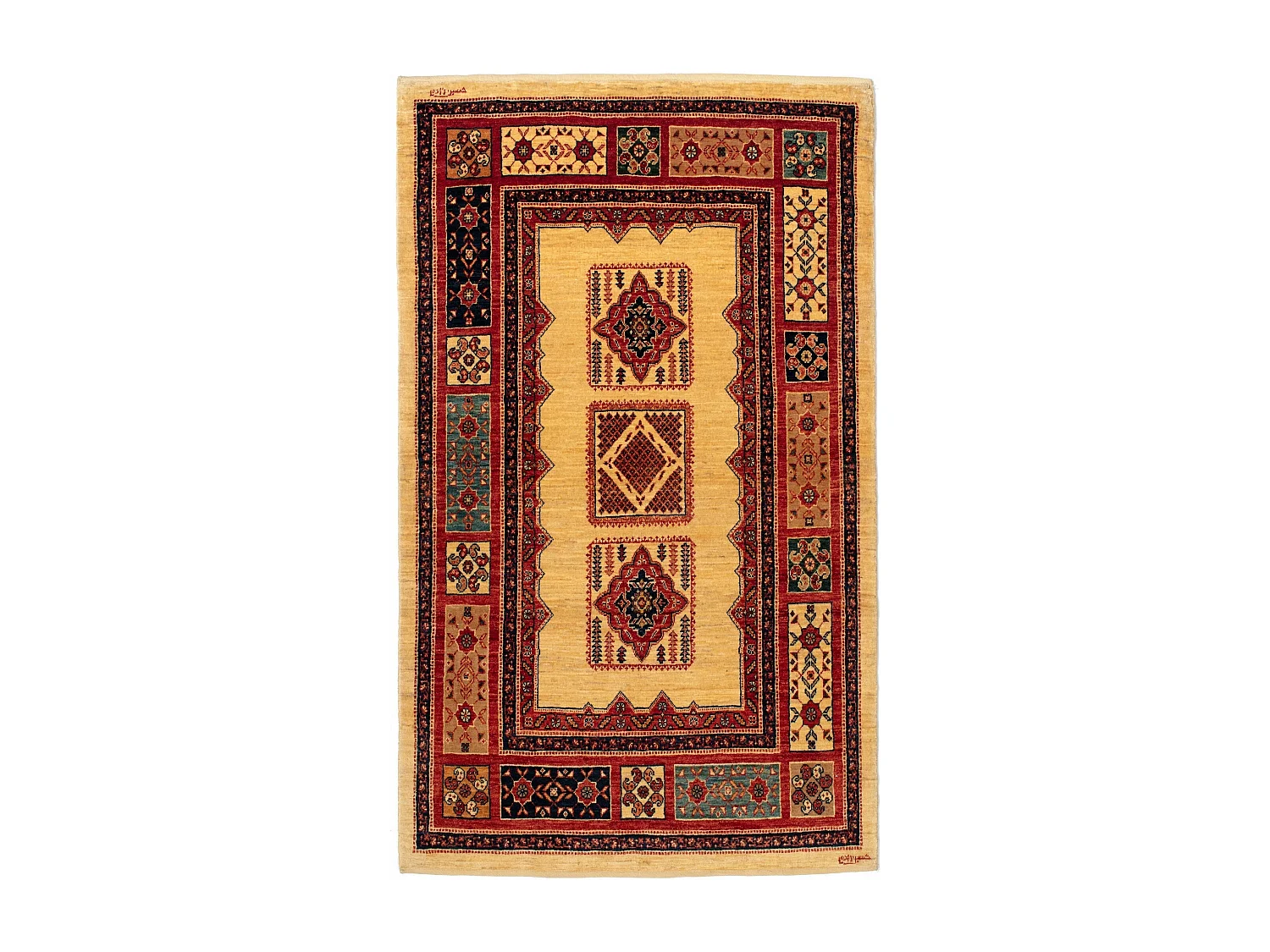 Tapis de laine 107x176 beige Kashkuli