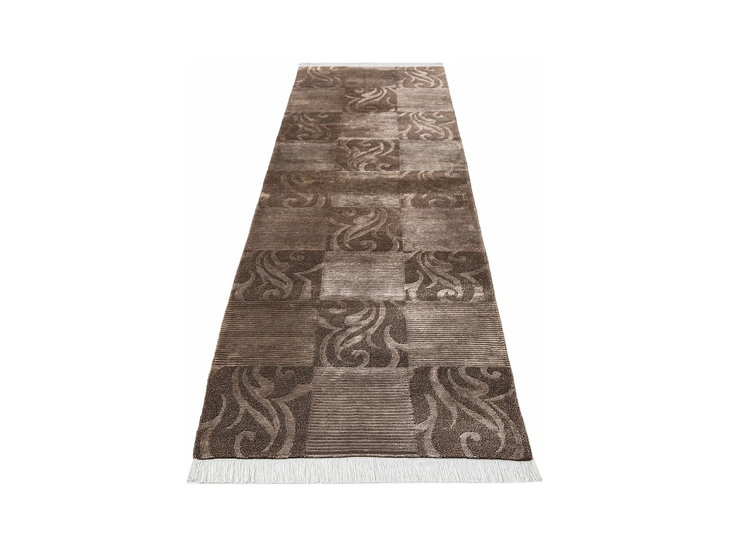 Tapis de couloir en laine 81x297 brun Darya