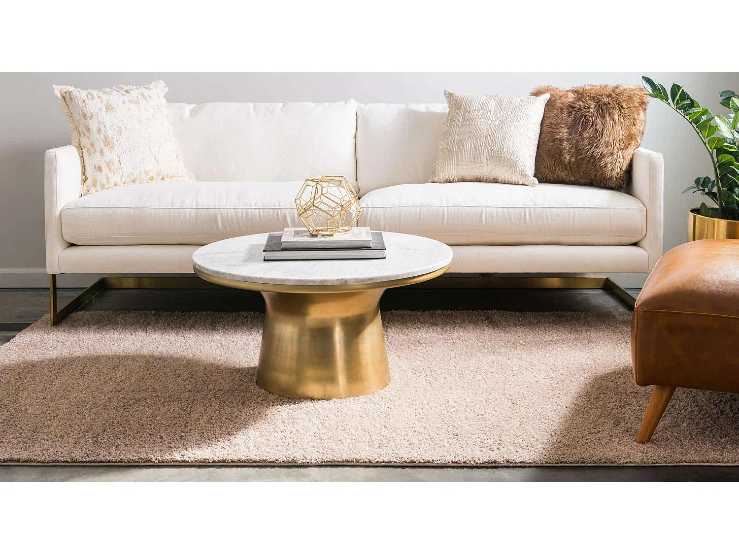 Tapis shaggy 185x275 beige Luzern