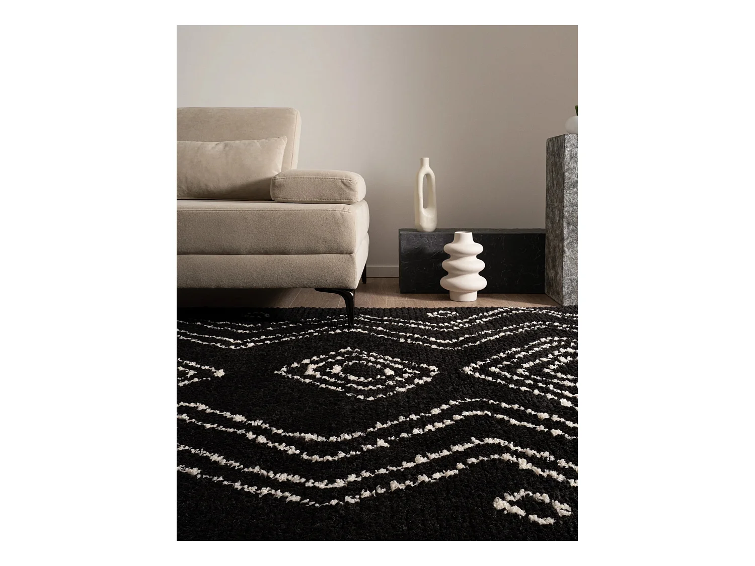 Hoogpolig tapijt 305x80 Zwart Frauenfeld Vaiana