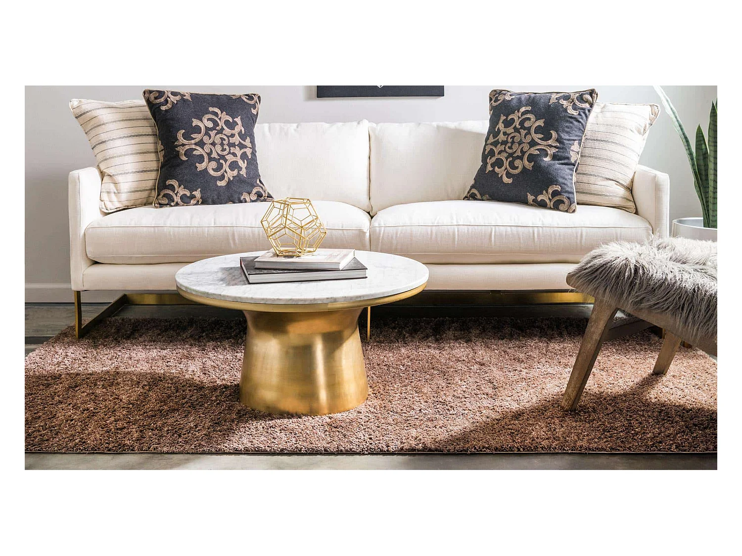 Hoogpolig tapijt 185x125 Bruin Luzern