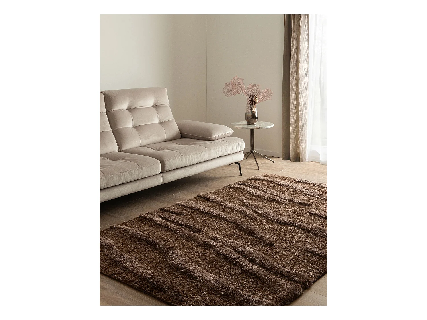 Tapis shaggy 125x185 marron foncé Thun Tribus