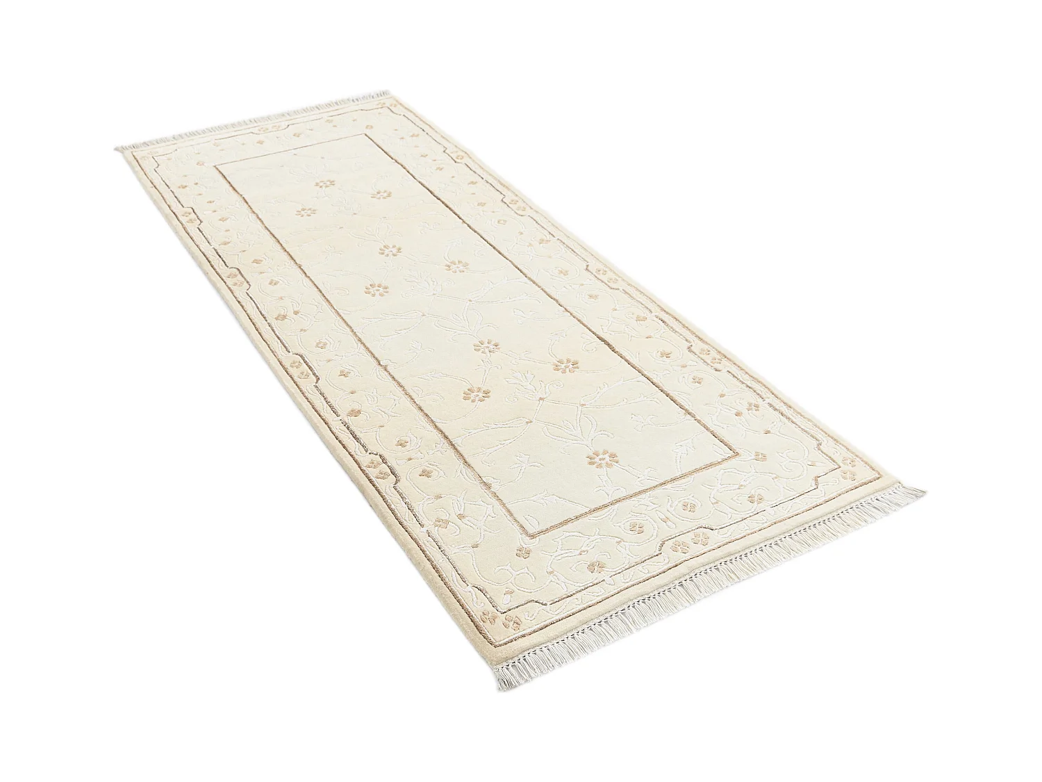 Läufer-Wollteppich 79x201 Beige Darya