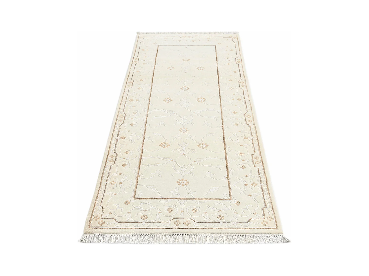 Läufer-Wollteppich 79x201 Beige Darya
