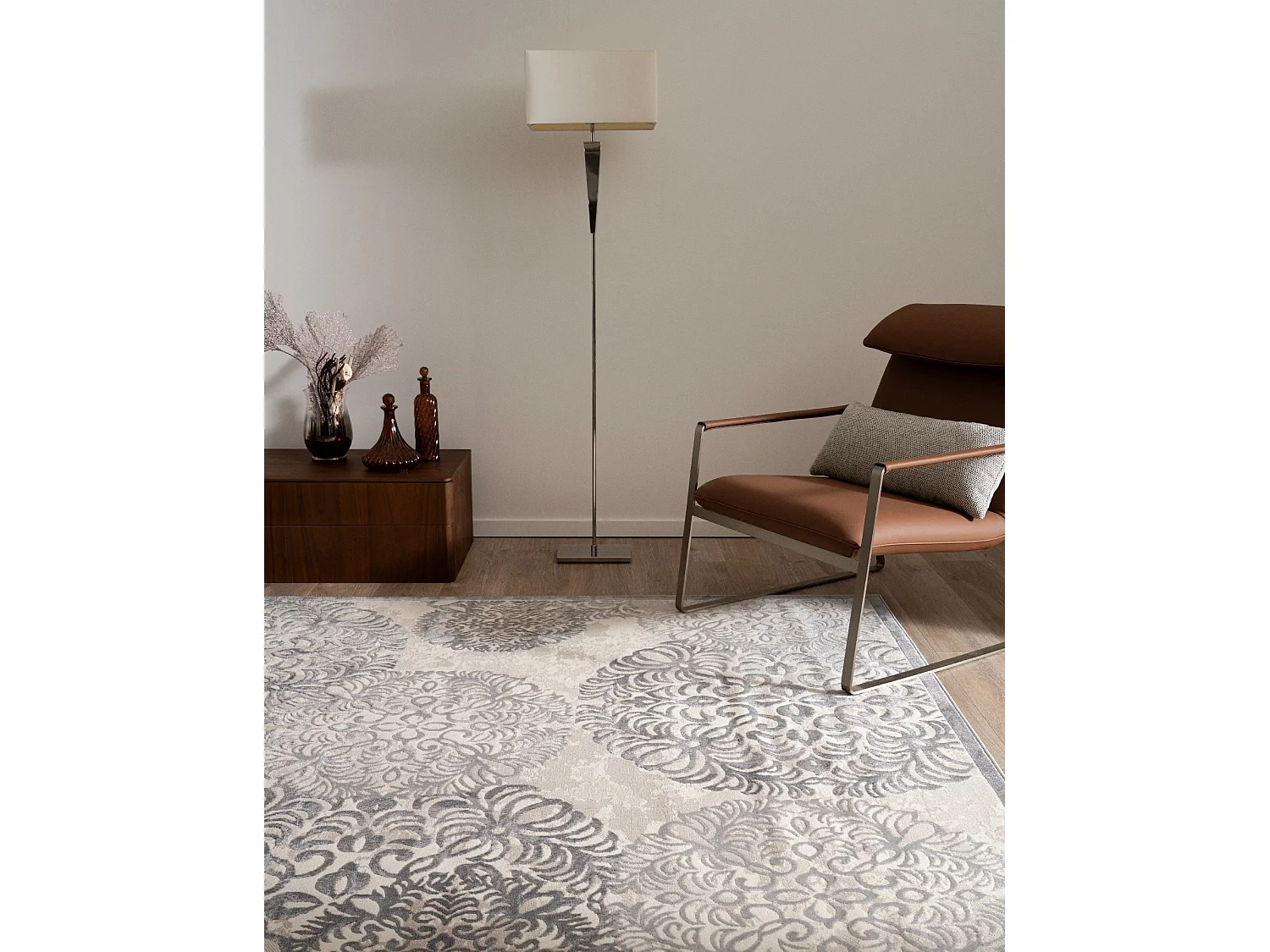 Tapis 240x240 gris Bern Clouds