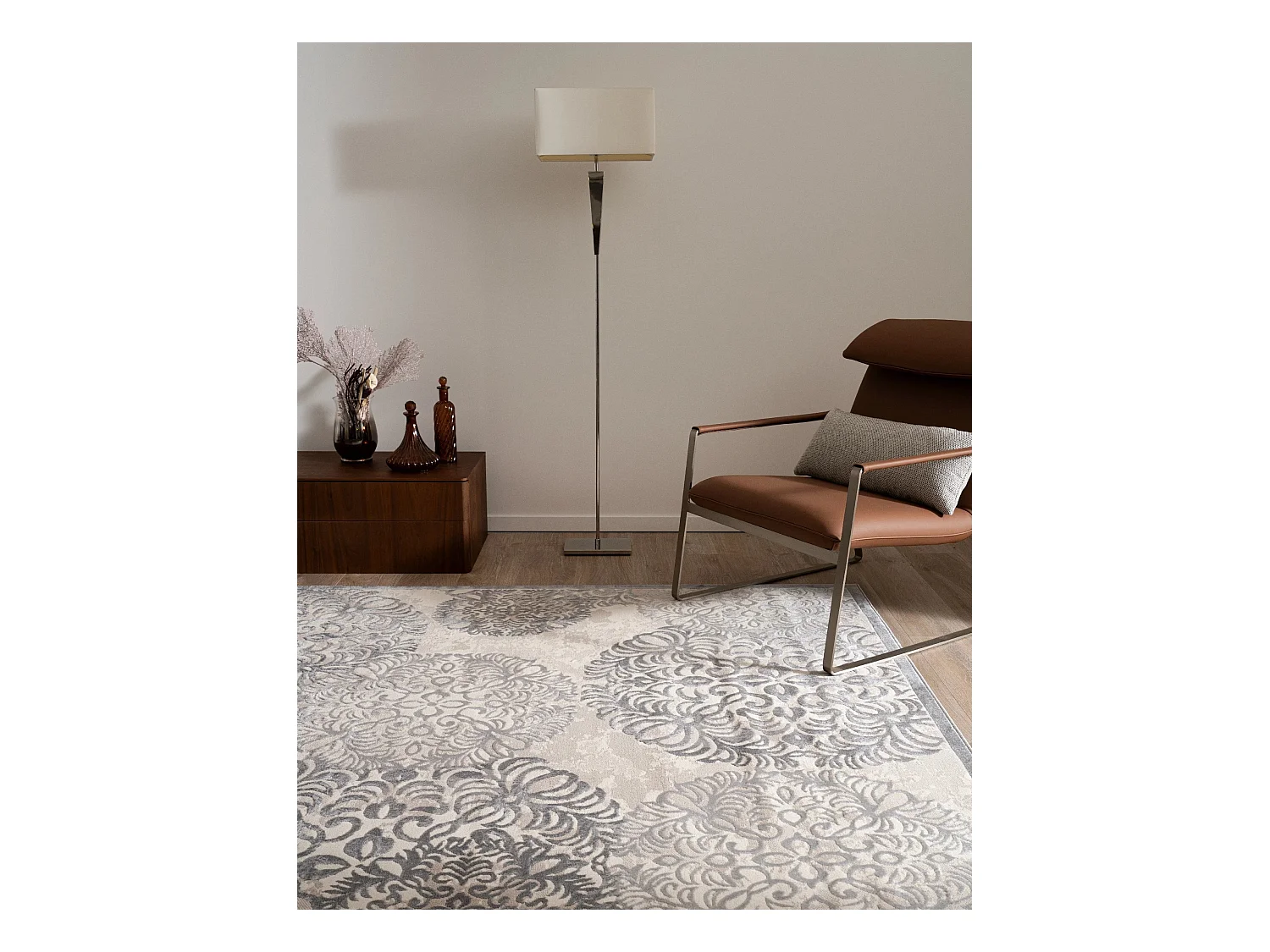 Tapis 240x240 gris Bern Clouds