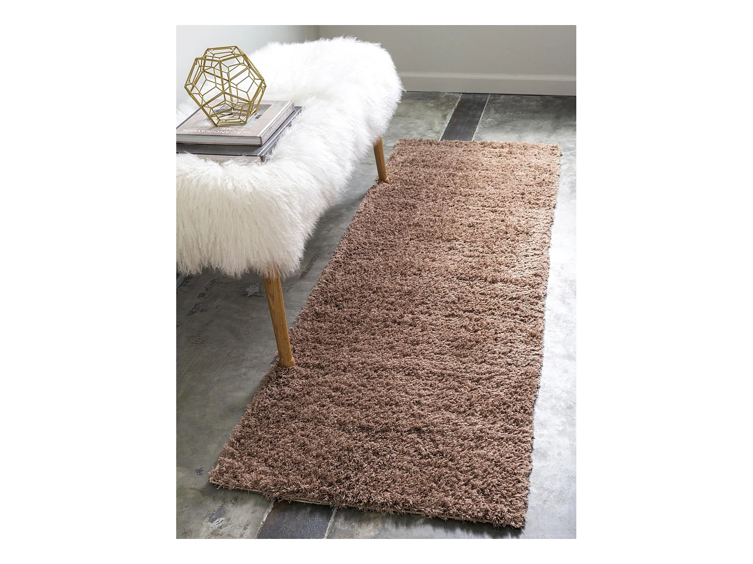 Tapis shaggy 80x305 brun Luzern