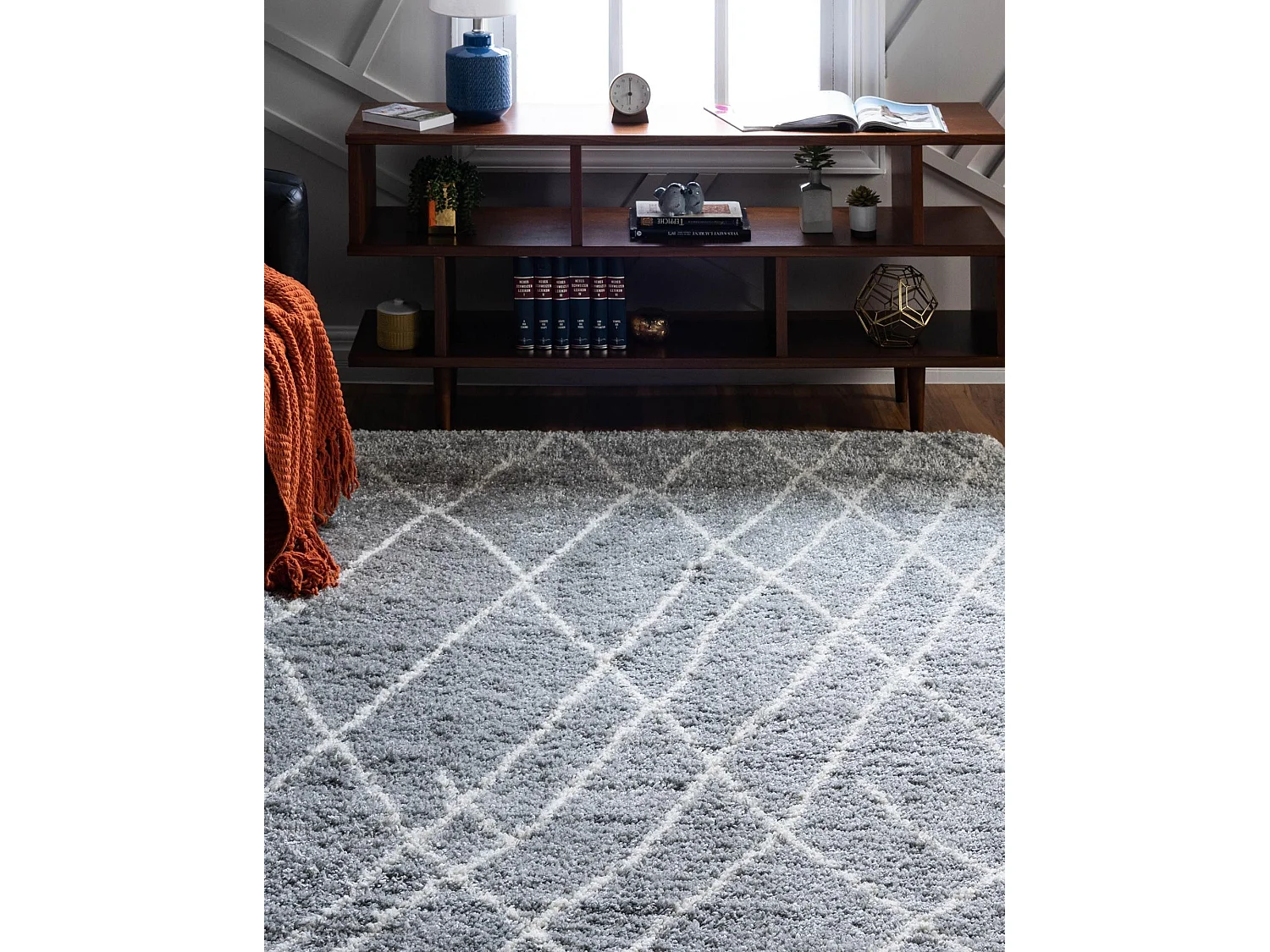 Tapis shaggy 125x185 gris Lachen Fence