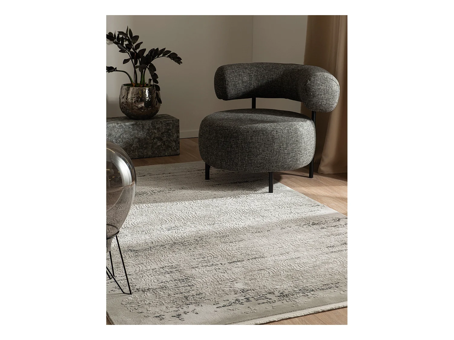 Tapis 275x365 gris noir Davos Charme