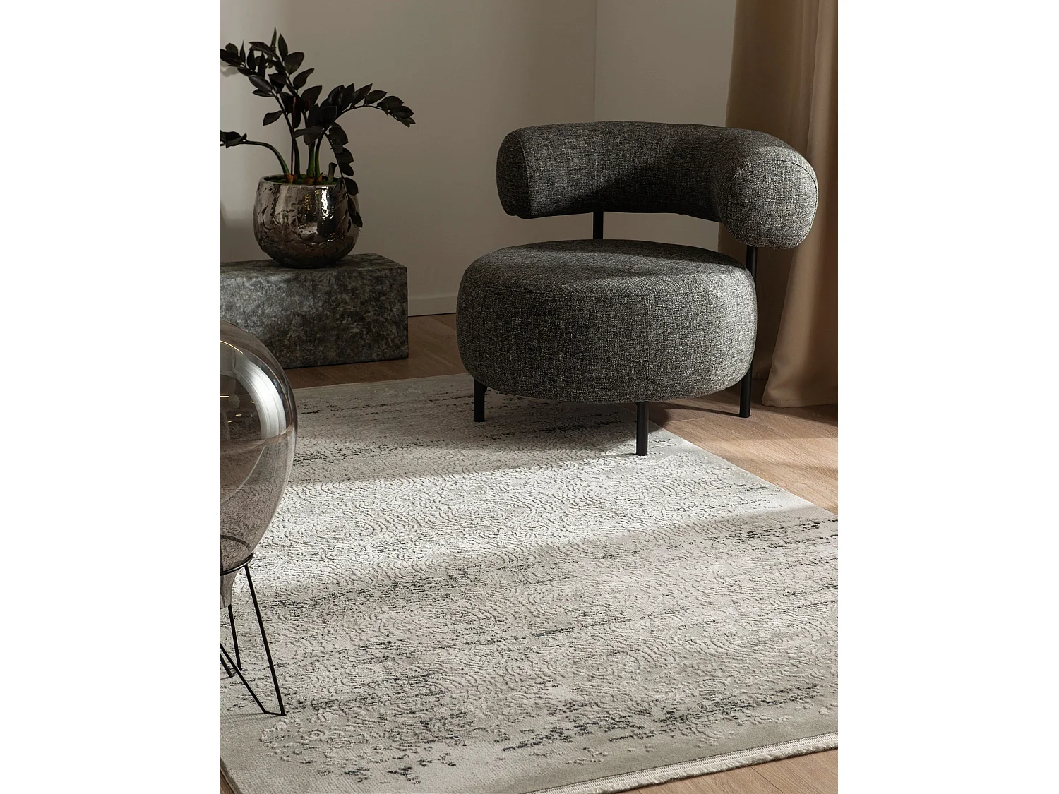 Tapis 275x365 gris noir Davos Charme