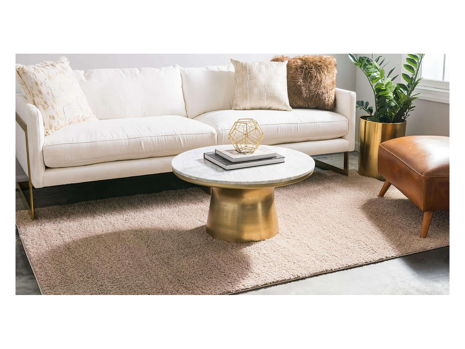 Hoogpolig tapijt 244x160 Beige Luzern