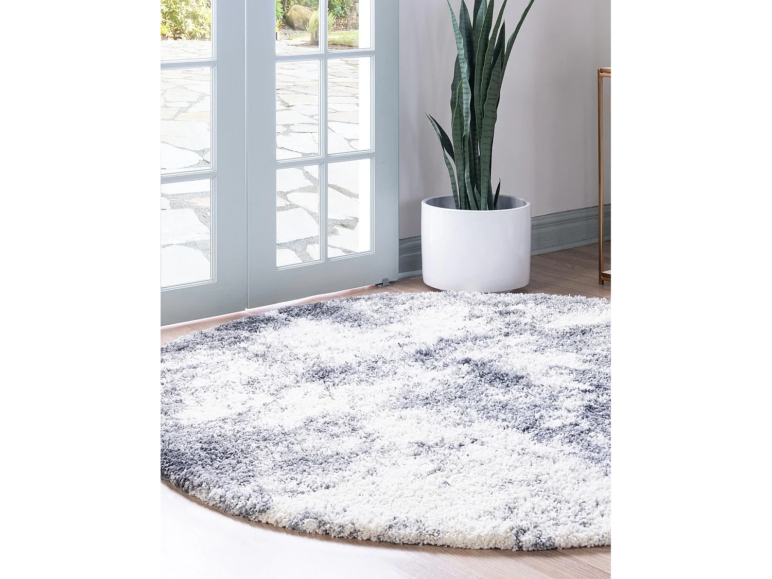 Tapis shaggy 125x125 beige - gris pierre Lachen Haze
