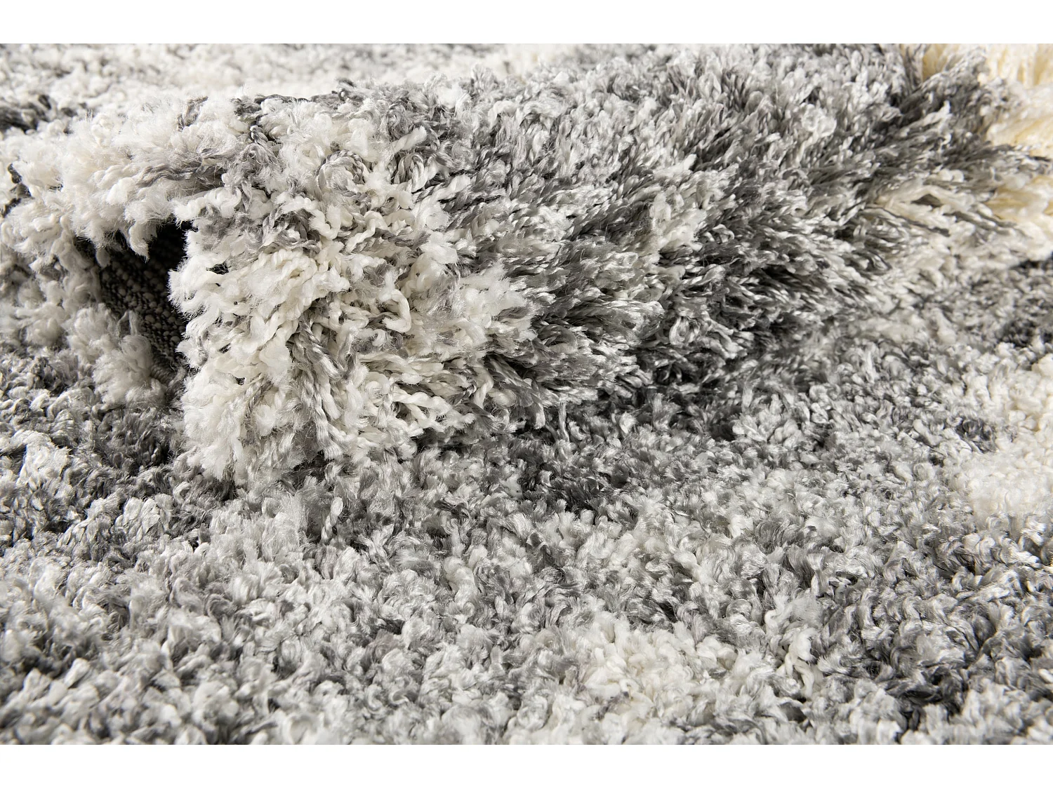 Tapis shaggy 125x125 beige - gris pierre Lachen Haze