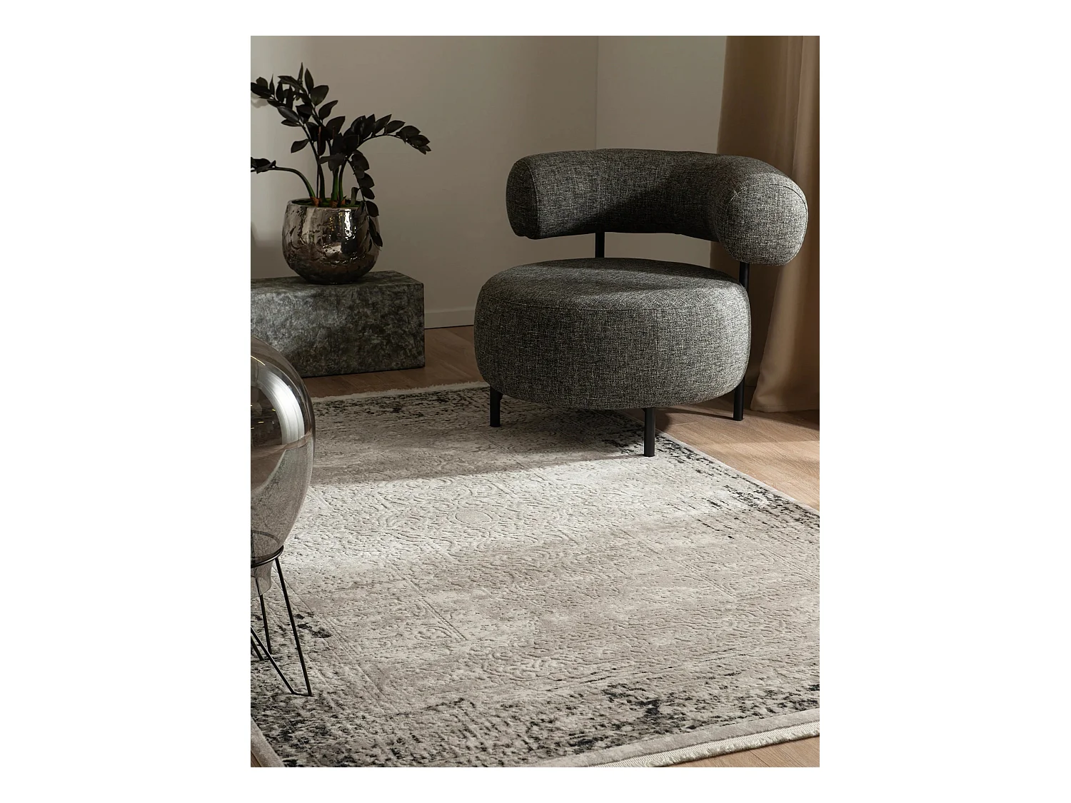 Tapis 125x185 gris Davos Elegance