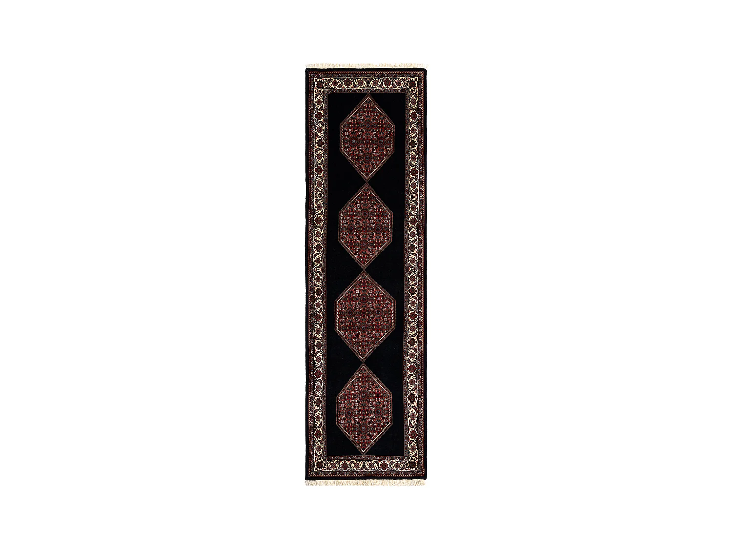Tapis de couloir en laine 75x232 noir Bidjar