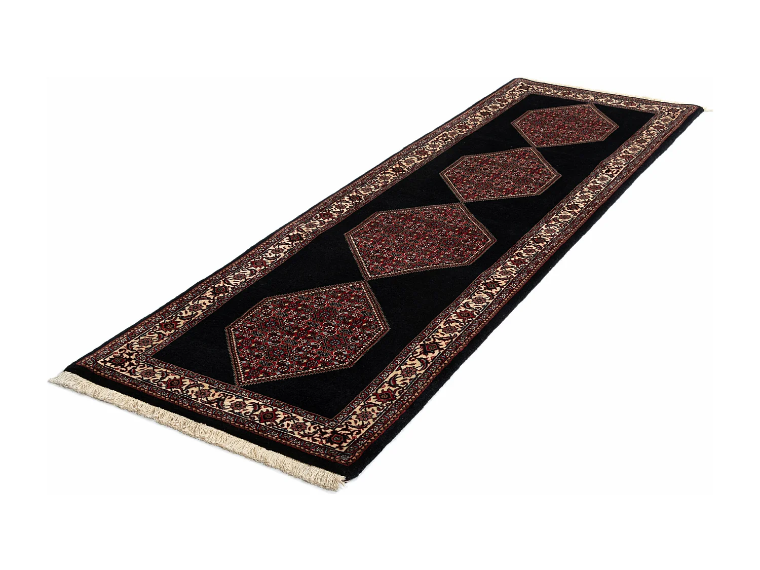 Tapis de couloir en laine 75x232 noir Bidjar