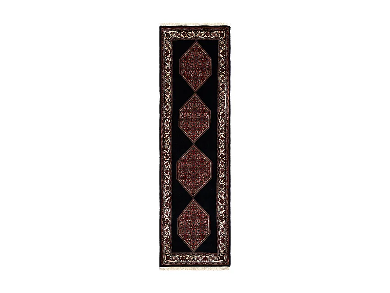 Tapis de couloir en laine 75x232 noir Bidjar