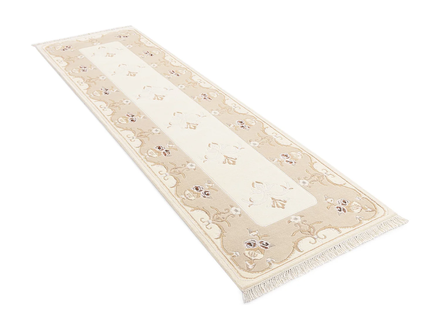 Läufer-Wollteppich 81x300 Beige Darya