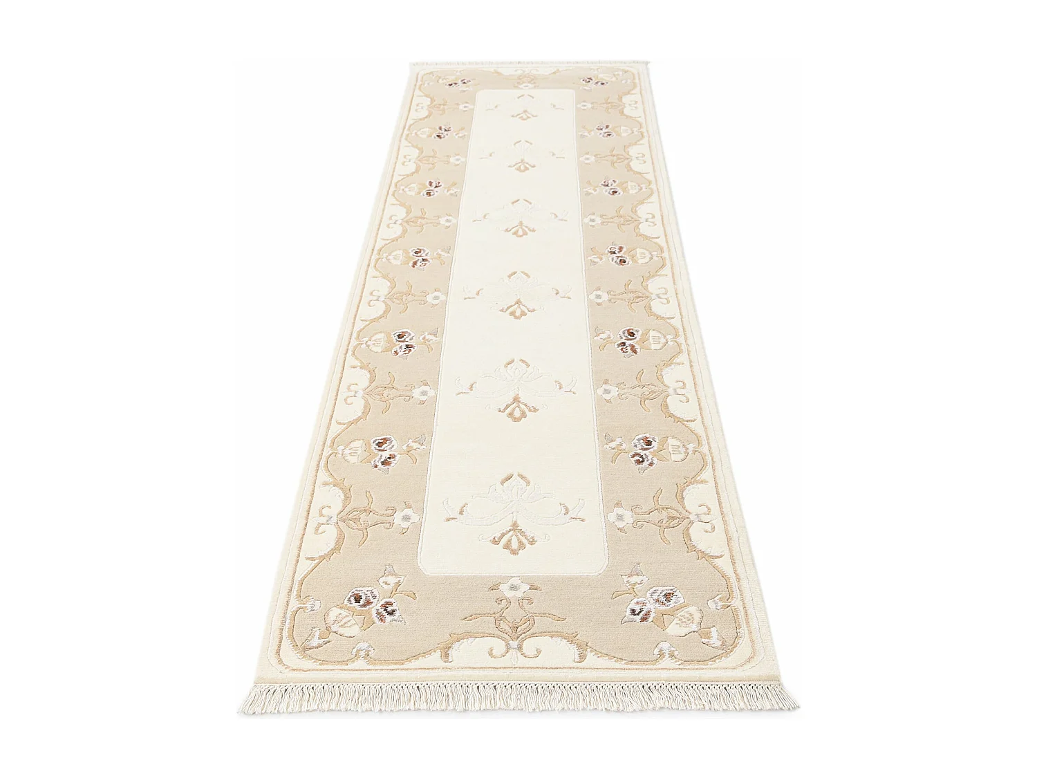 Läufer-Wollteppich 81x300 Beige Darya