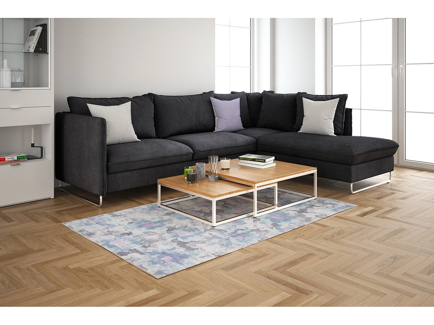 Teppich 160x245 Grau Kriens Blossom