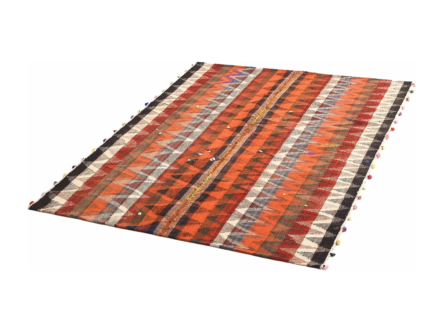 Wollteppich 143x183 Orange Jajim