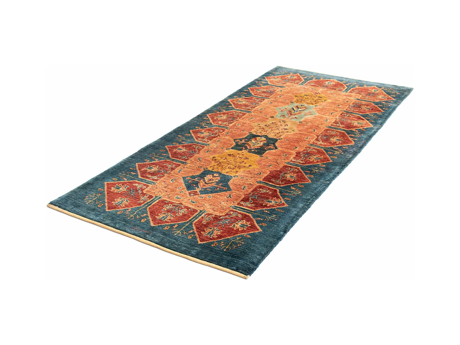 Loper-Woltapijt 203x89 Blauw Kashkuli