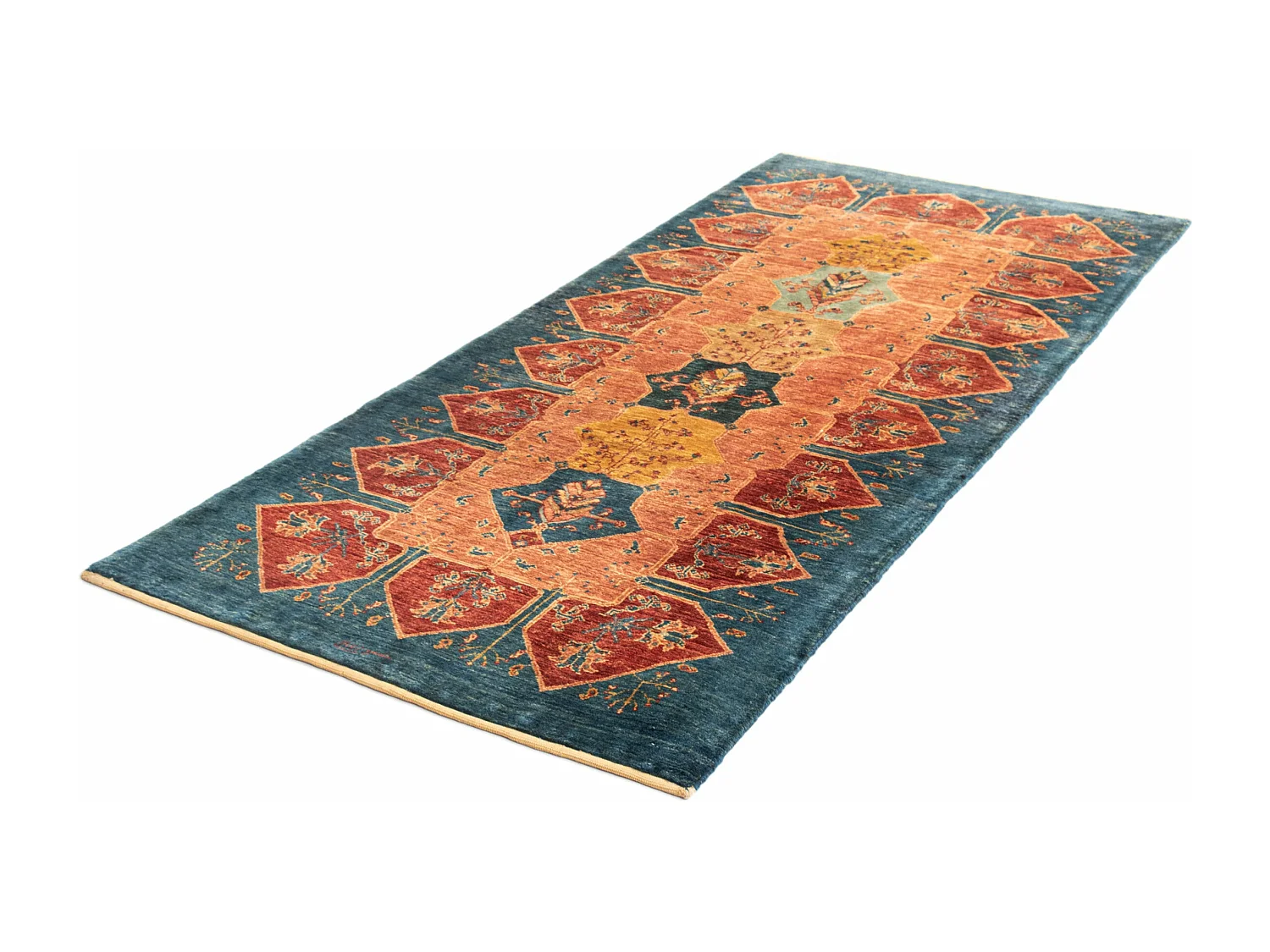 Loper-Woltapijt 203x89 Blauw Kashkuli
