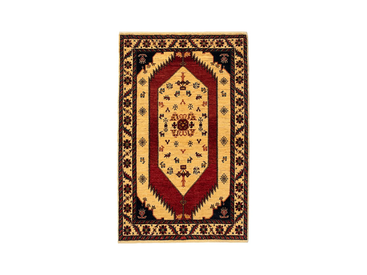Wollteppich 105x165 Beige Kashkuli