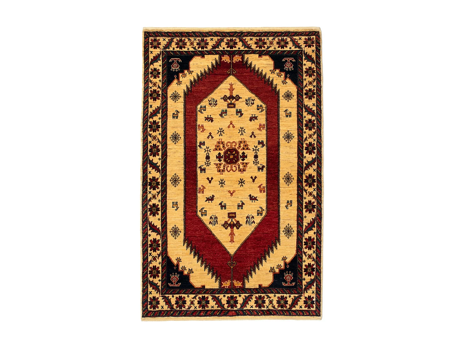 Tapis de laine 105x165 beige Kashkuli