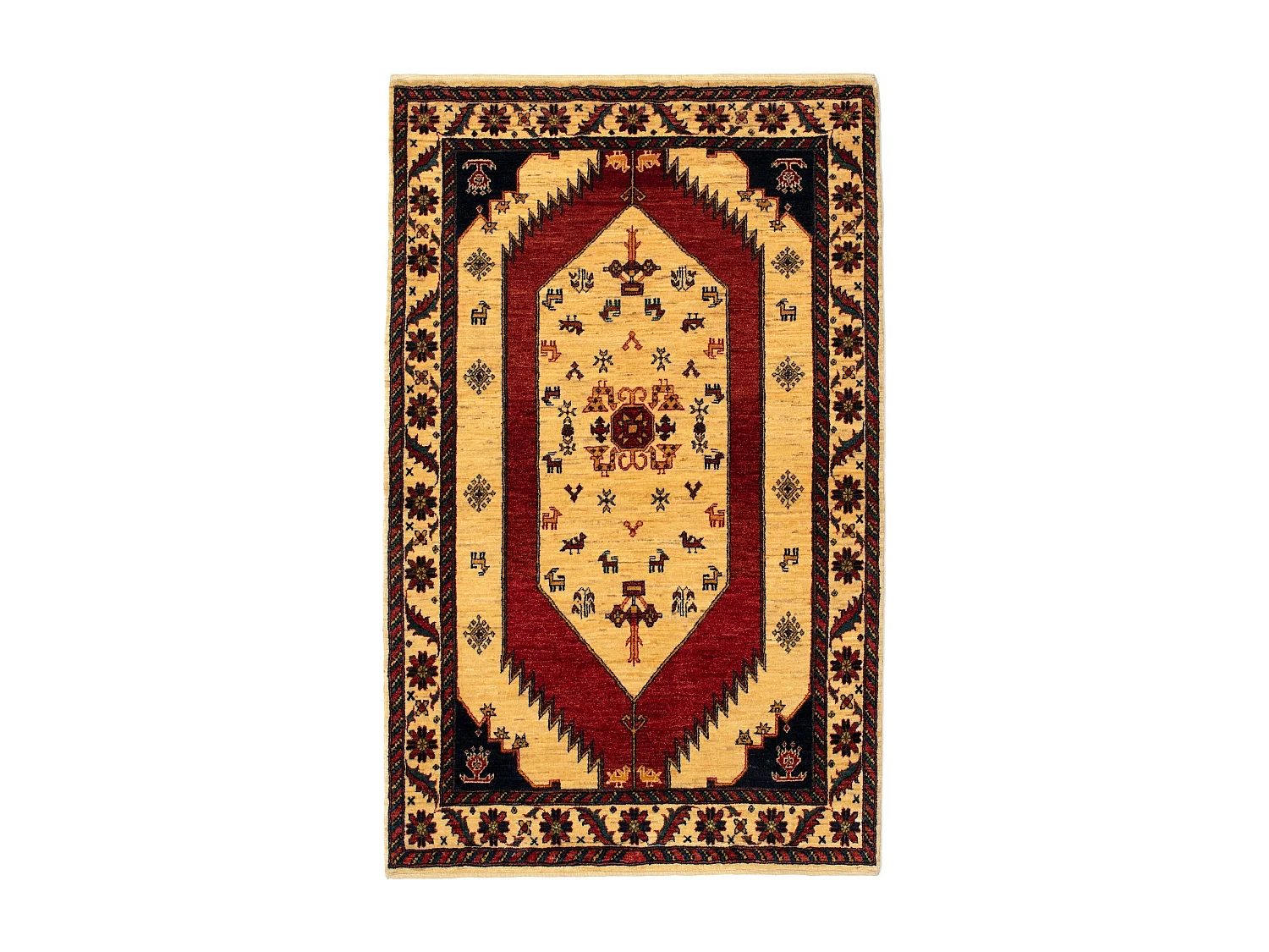 Tapis de laine 105x165 beige Kashkuli