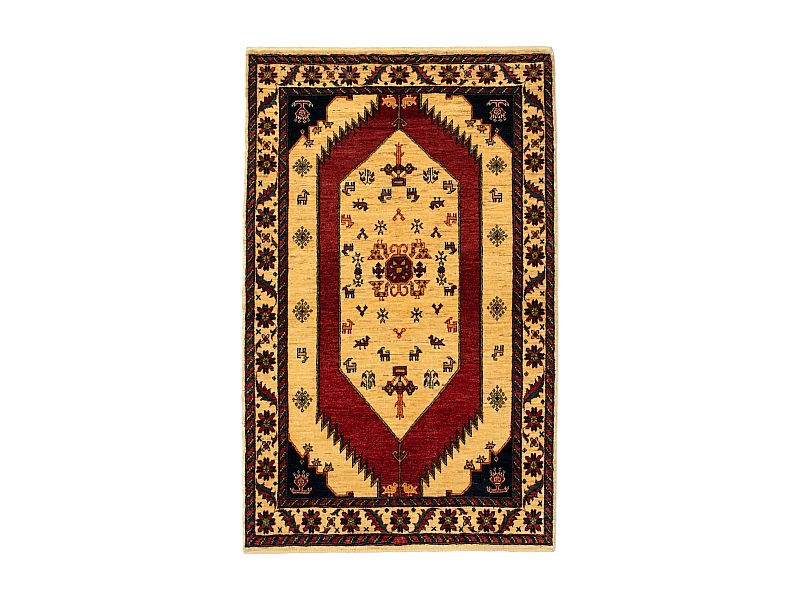 Tapis de laine 105x165 beige Kashkuli