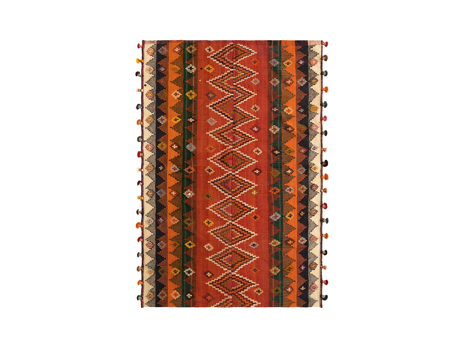 Tapis de laine 144x213 rouge Jajim