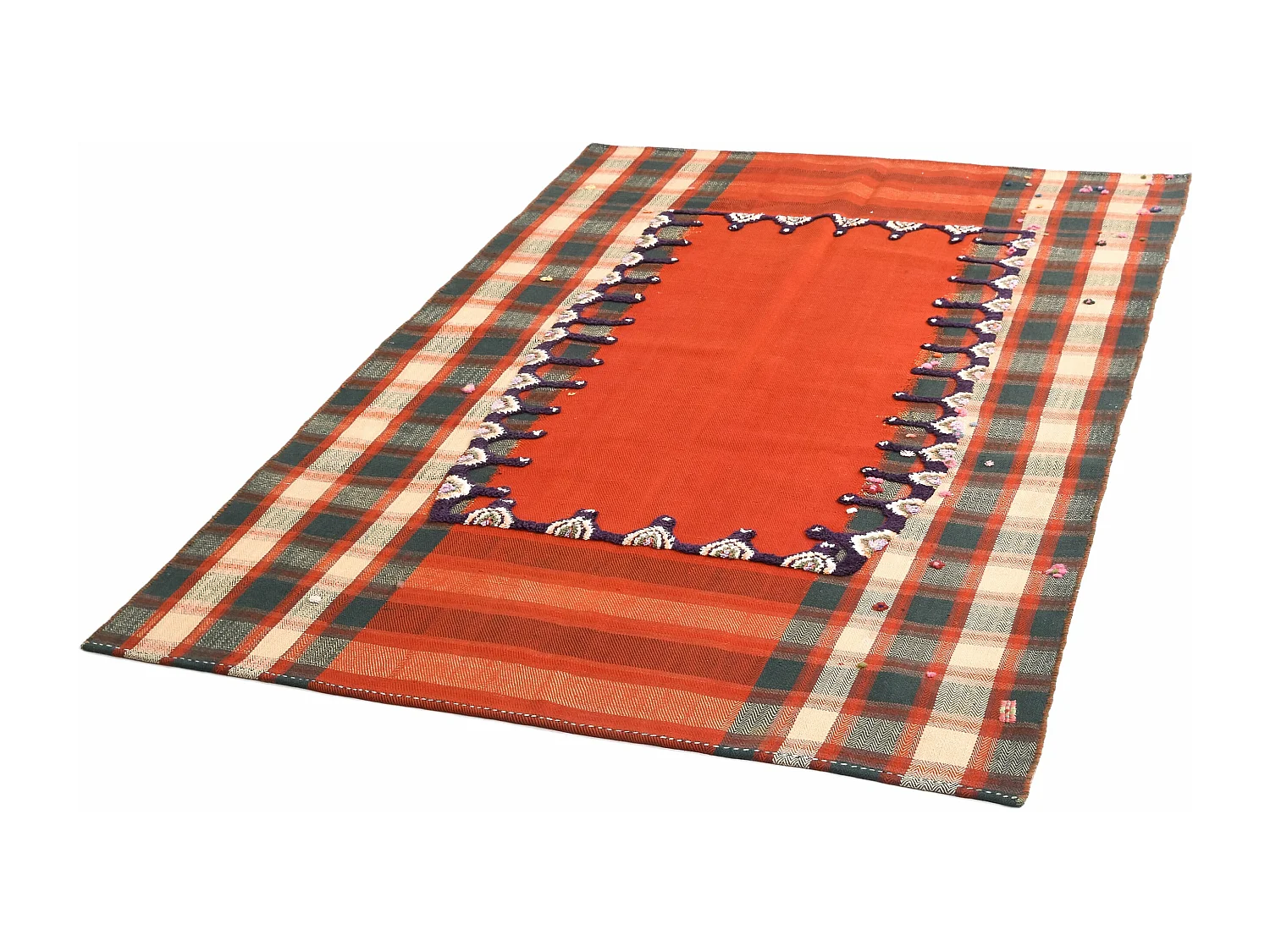 Tapis de laine 141x212 orange Jajim