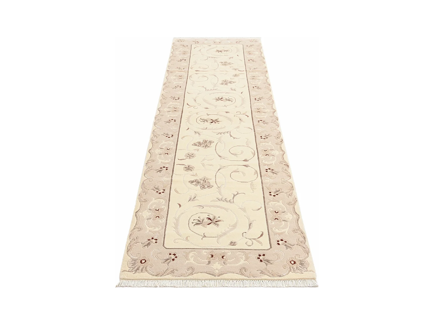 Läufer-Wollteppich 79x305 Beige Darya