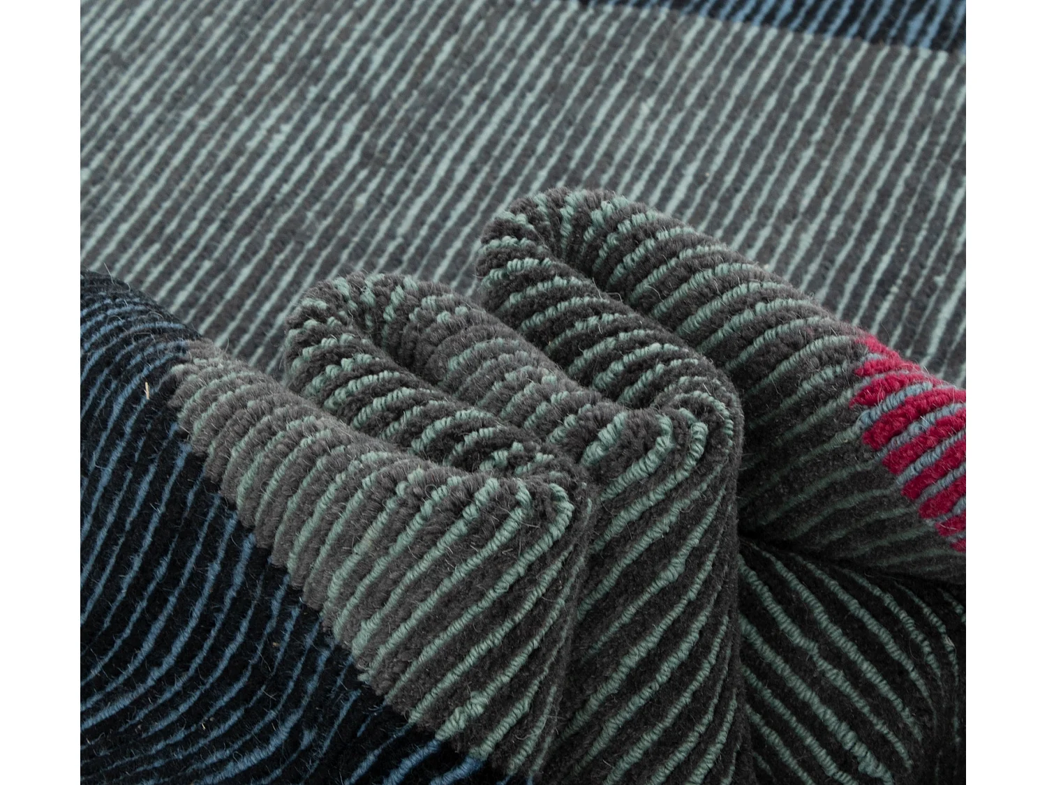 Tapis de laine 185x251 Bleu Modern Farona