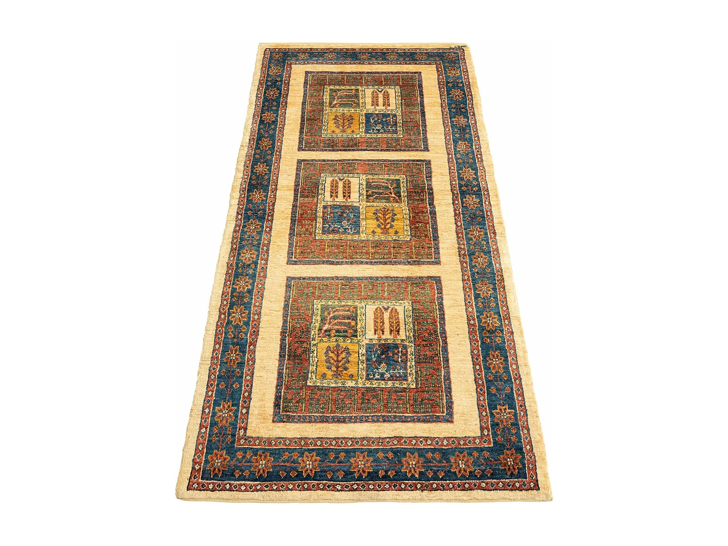 Läufer-Wollteppich 84x204 Beige Kashkuli