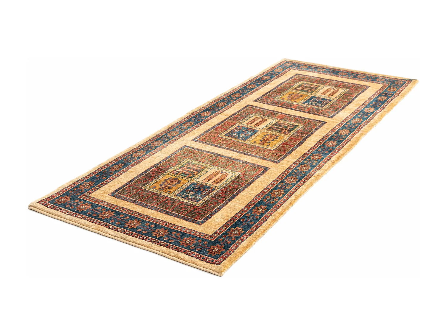 Läufer-Wollteppich 84x204 Beige Kashkuli