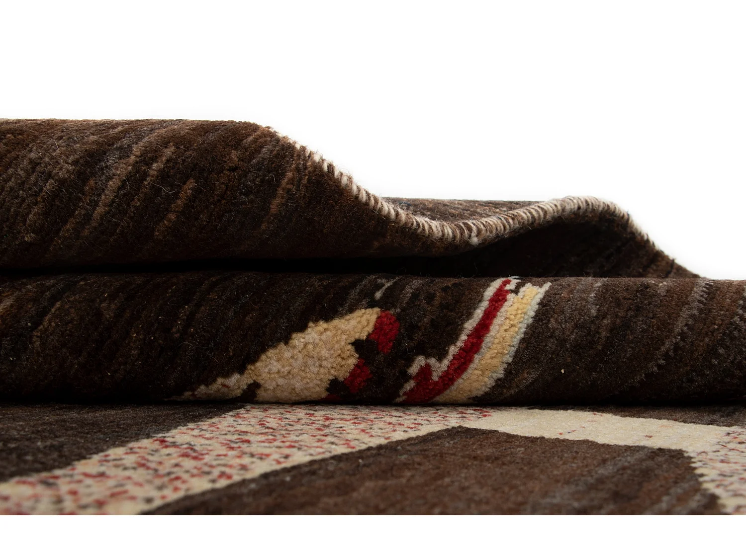 Wollteppich 104x154 Braun Kashkuli