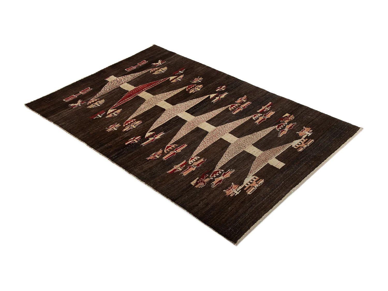 Tapis de laine 104x154 brun Kashkuli